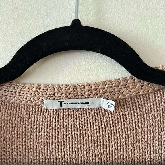 T Alexander Wang Tan Cotton Button Front Pocket Cardigan Sweater - Picture 6 of 8